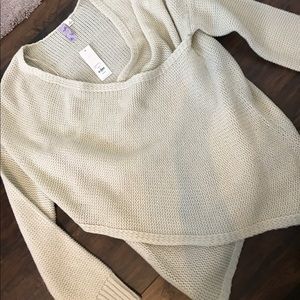 NWT francescas thick Taupe v neck wrap sweater S